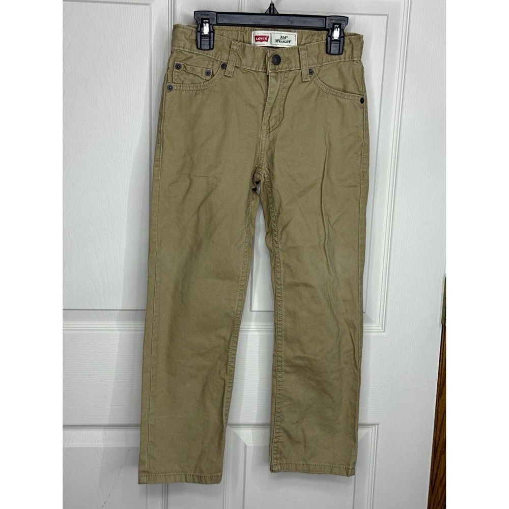 Levi's 514 Boys Straight Fit Khaki Pants Beige Cotton Twill 22" Inseam 5 Pocket